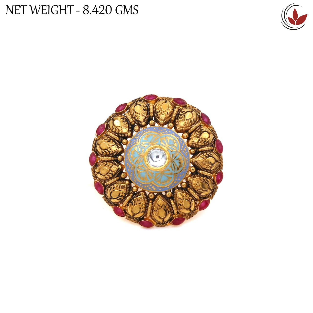 Ornate Gold and Glass Kundan Bangle