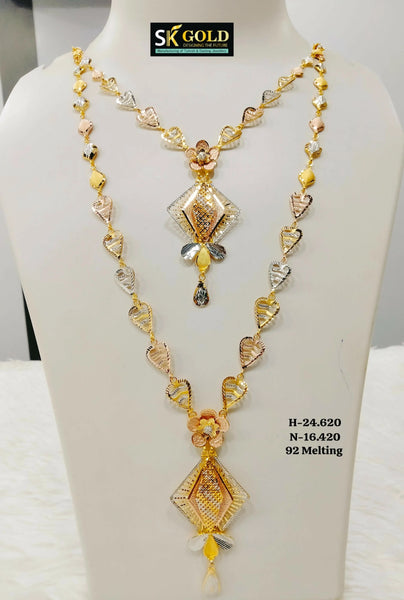 22kt Flora Necklace & Long Set