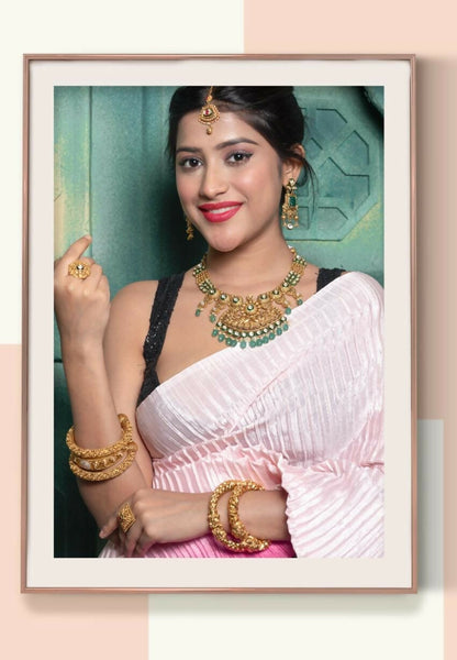 Antique Necklace, Bangles, Ring & Maang Tiika