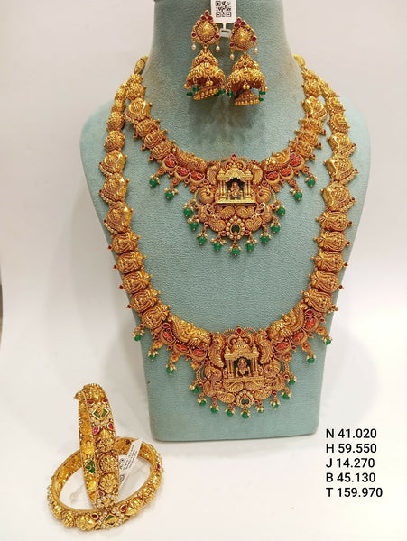 Antique Temple Necklace, Long Set & Bangles