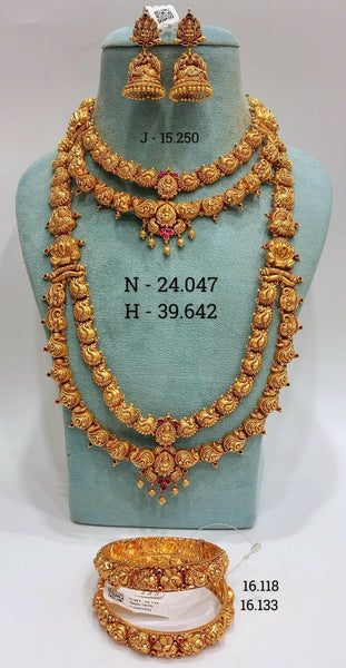 Antique Temple Necklace, Long Set & Bangles