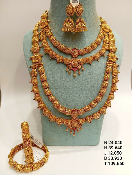 Antique Temple Necklace, Long Set & Bangles