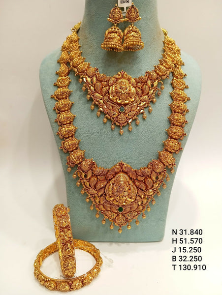 Antique Temple Necklace, Long Set & Bangles