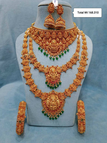 Antique Temple Necklace, Long Set, Choker & Bangles