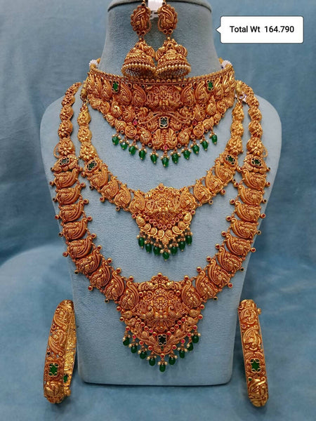 Antique Temple Necklace, Long Set, Choker & Bangles