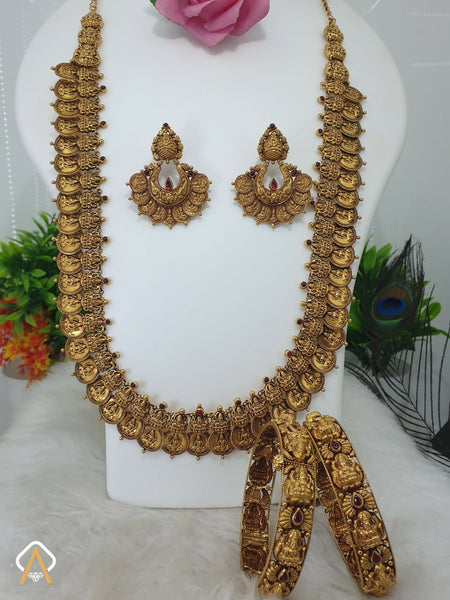 Fusion Antique Temple Long Set & Bangles