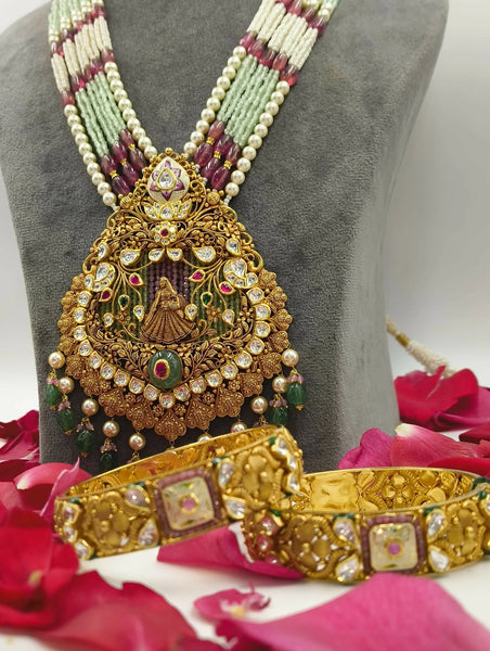 Kundan Antique Long Set & Bangles
