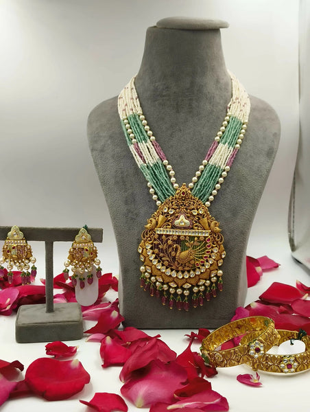 Kundan Antique Long Set & Bangles