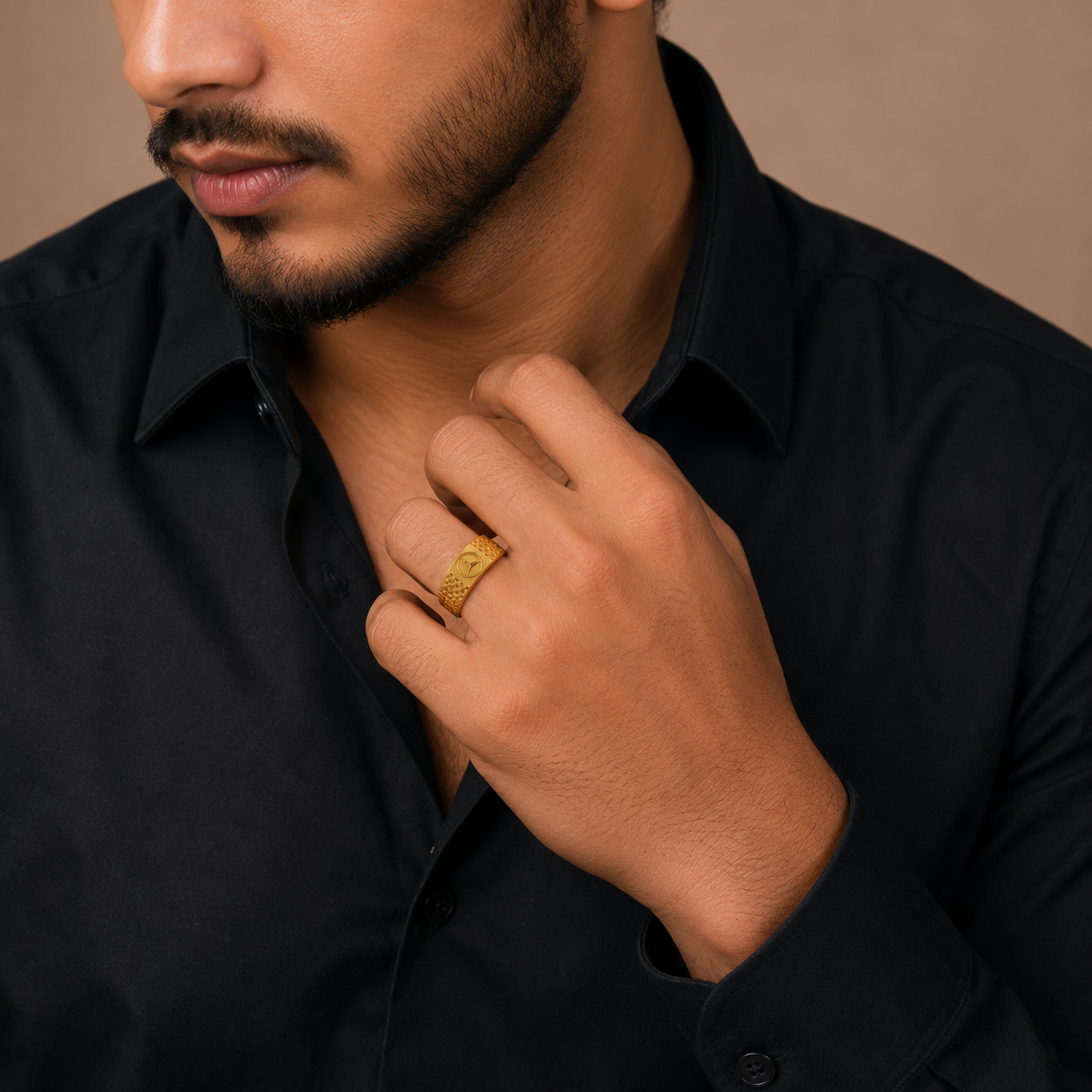 Royal Emblem Textured Gents Ring