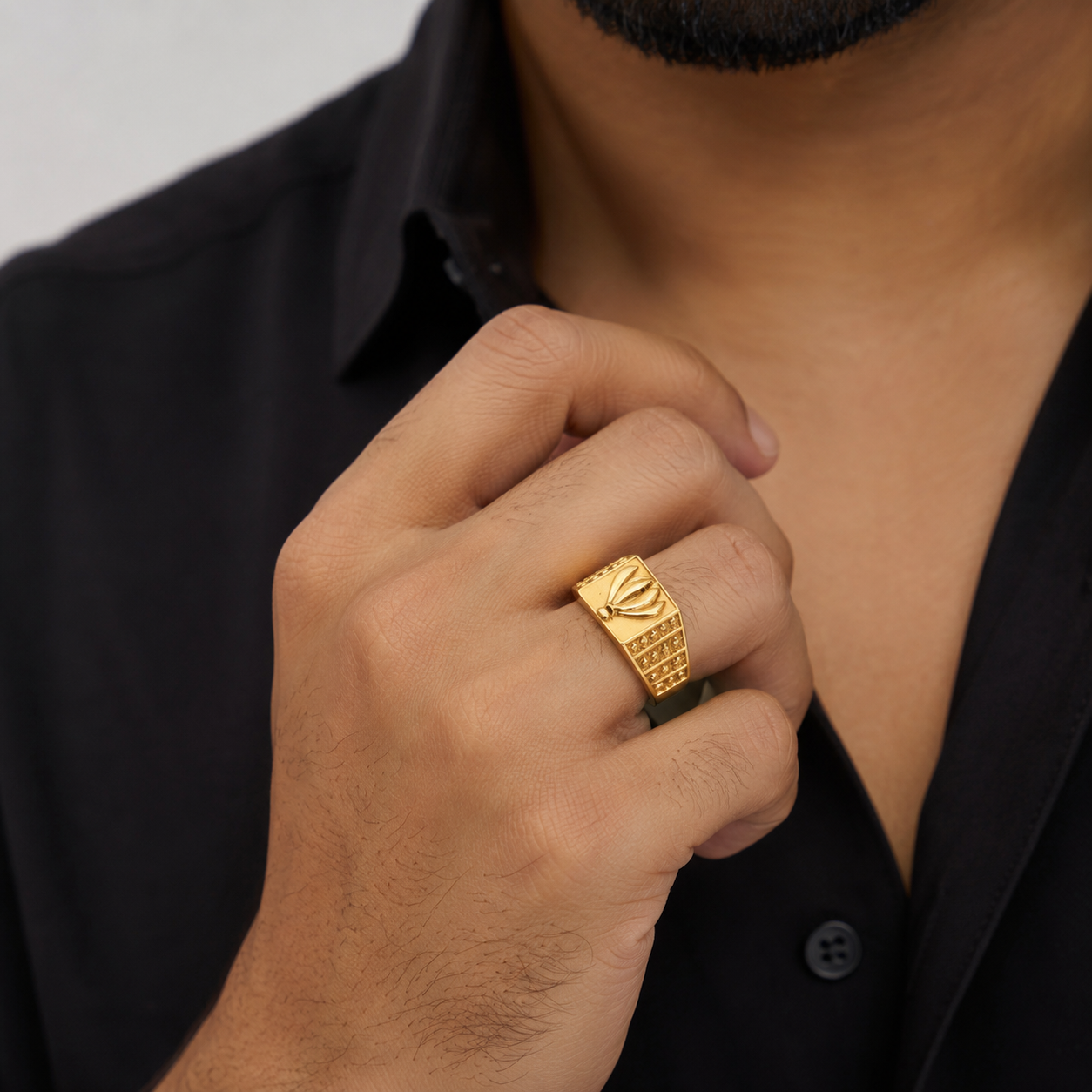 one gallery image of model wearing this gents ring