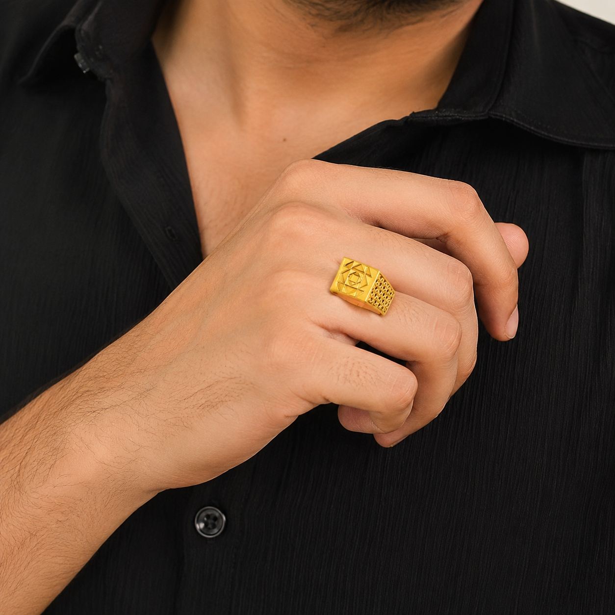 Royal Geometric Crest Gents Ring