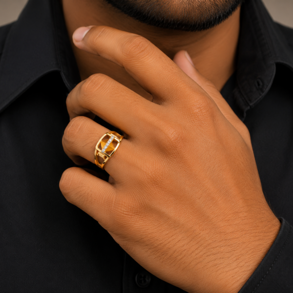 Modern Geometric Stone Gents Ring