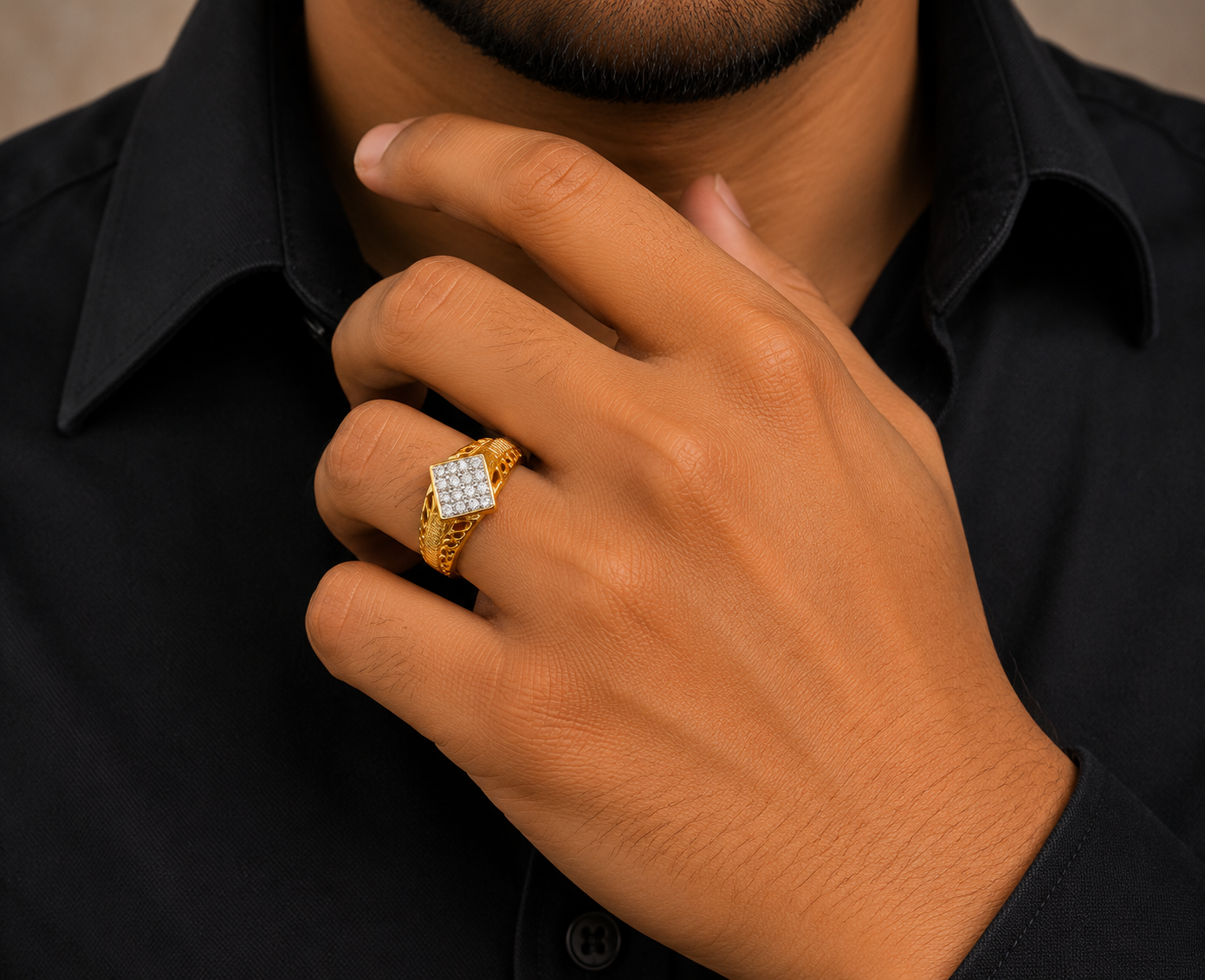 Royal Diamond Shield Gents Ring