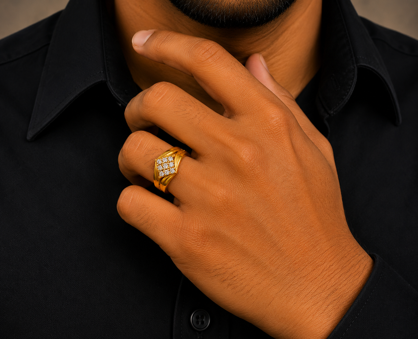 Majestic Cluster Crown Gents Ring