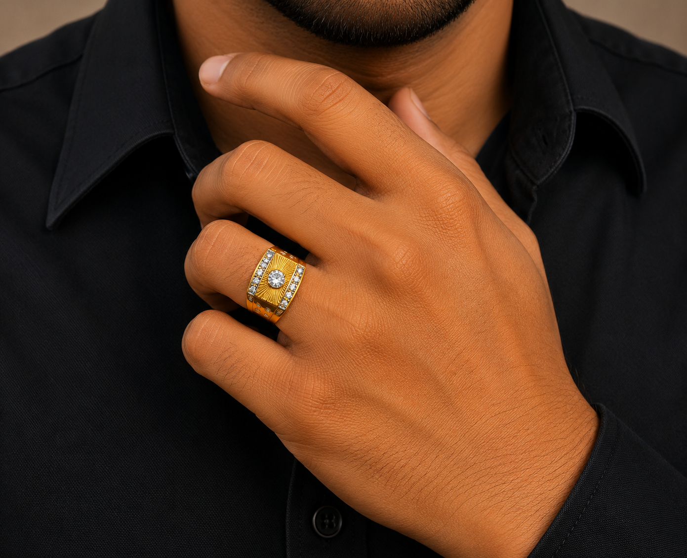 Majestic Crown Stone Gents Ring