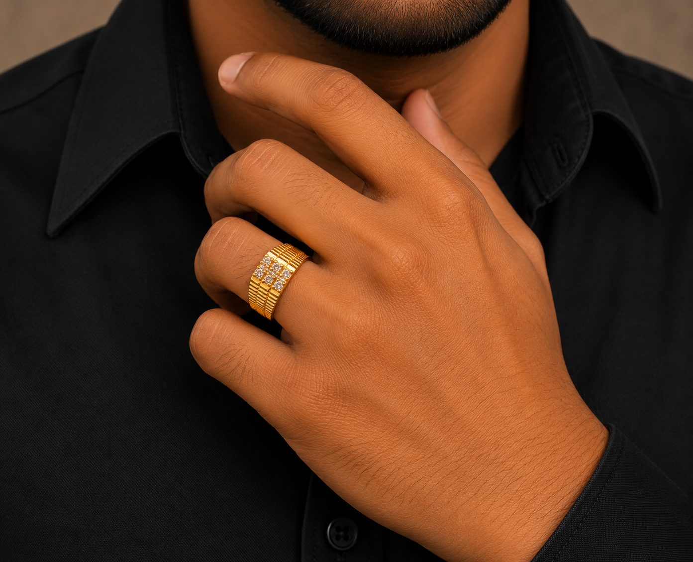 Regal Grid Stone Gents Ring