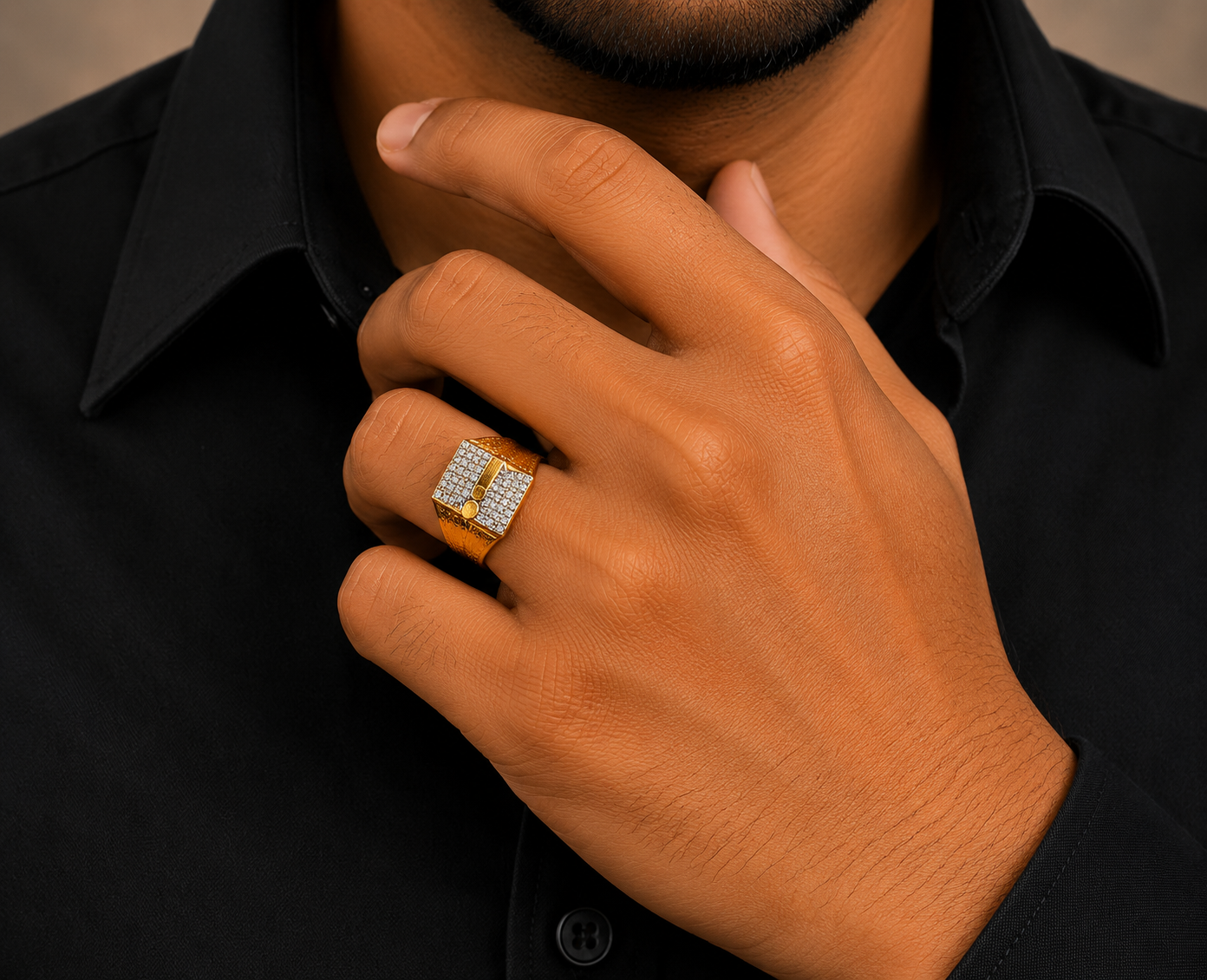 Royal Dual Tone Stone Gents Ring