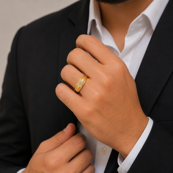 Royal Square Stone Cluster Gents Ring
