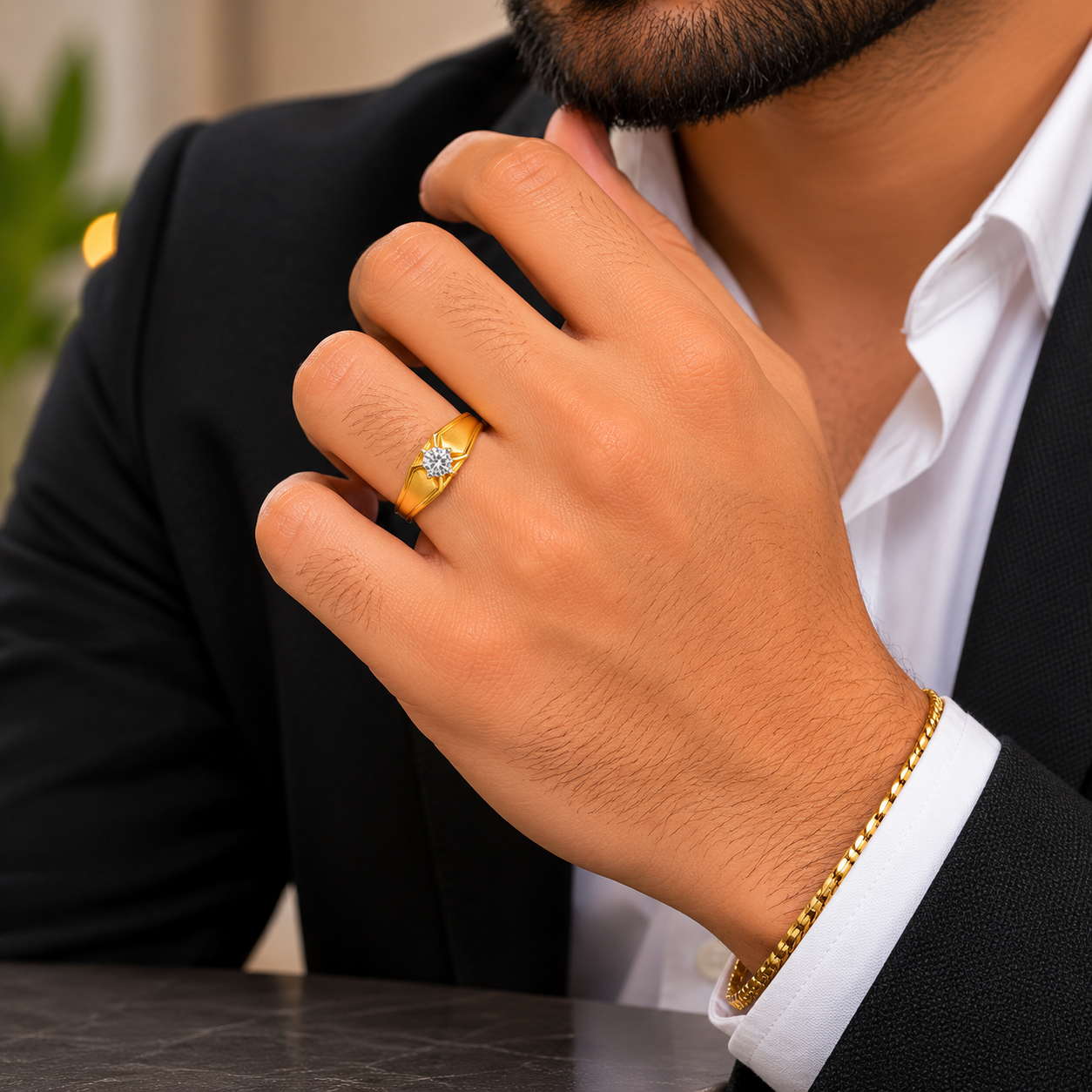 Majestic Solitaire Stone Gents Ring