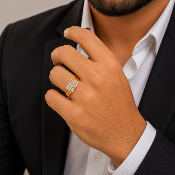 Imperial Rectangle Stone Cluster Gents Ring