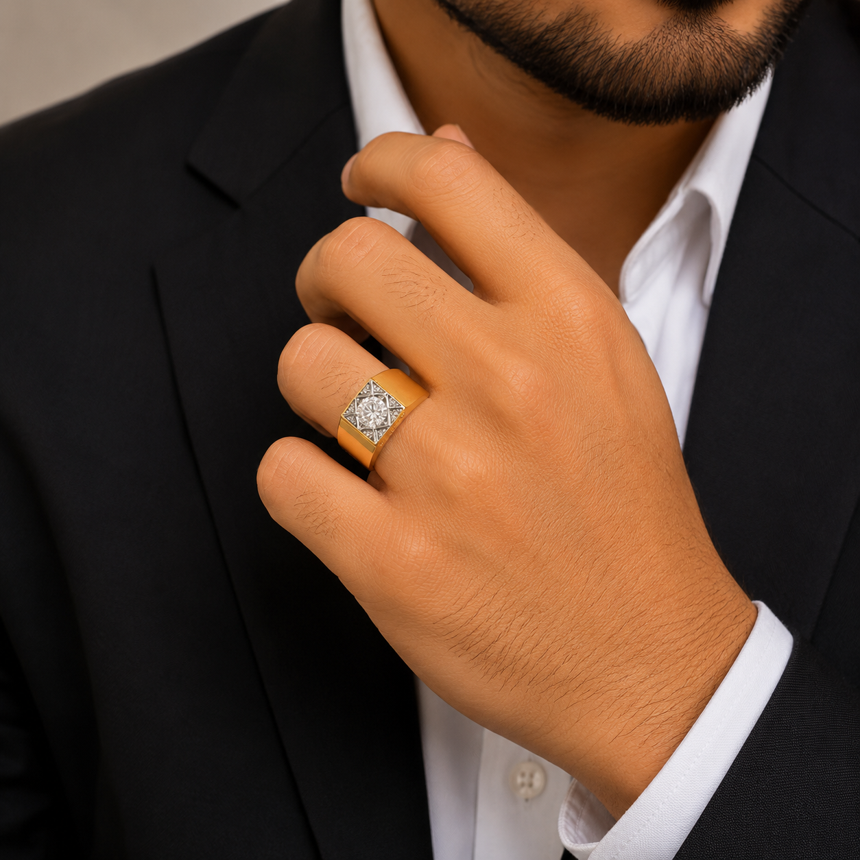 Regal Solitaire Statement Gents Ring
