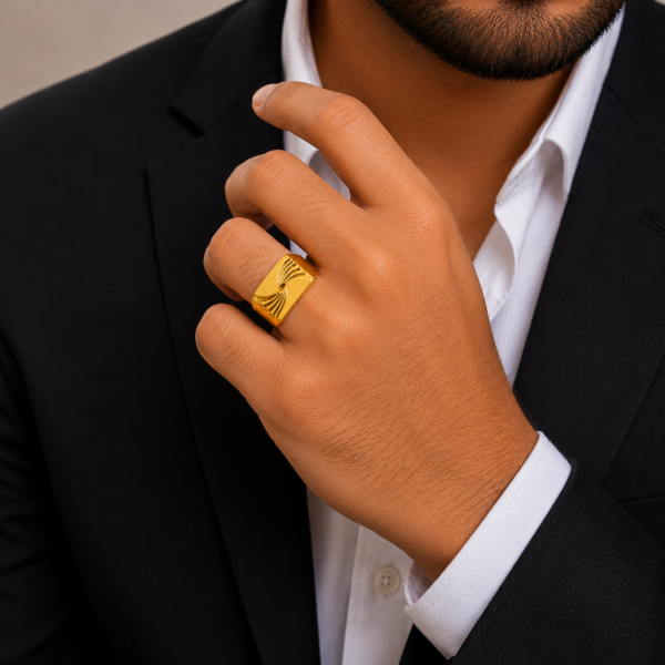 Contemporary Wave Pattern Gents Ring