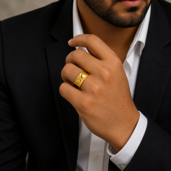 Modern Curve Signet Gents Ring