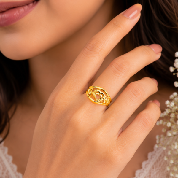 Elegant Heart Motif Designer Ladies Ring