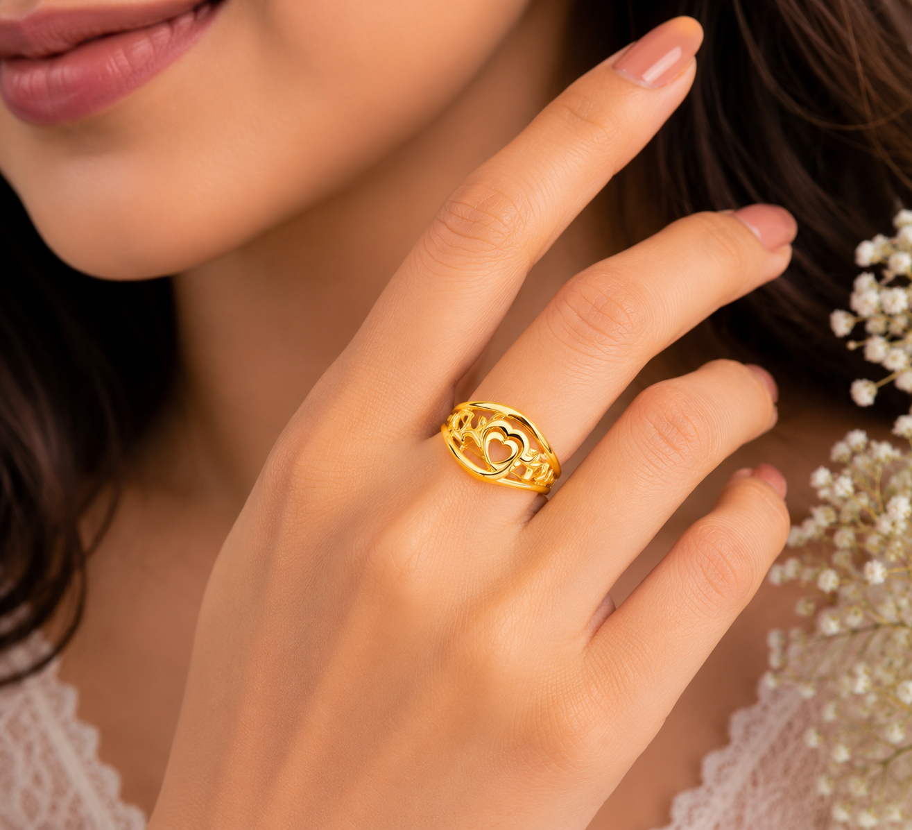 Elegant Heart Motif Designer Ladies Ring