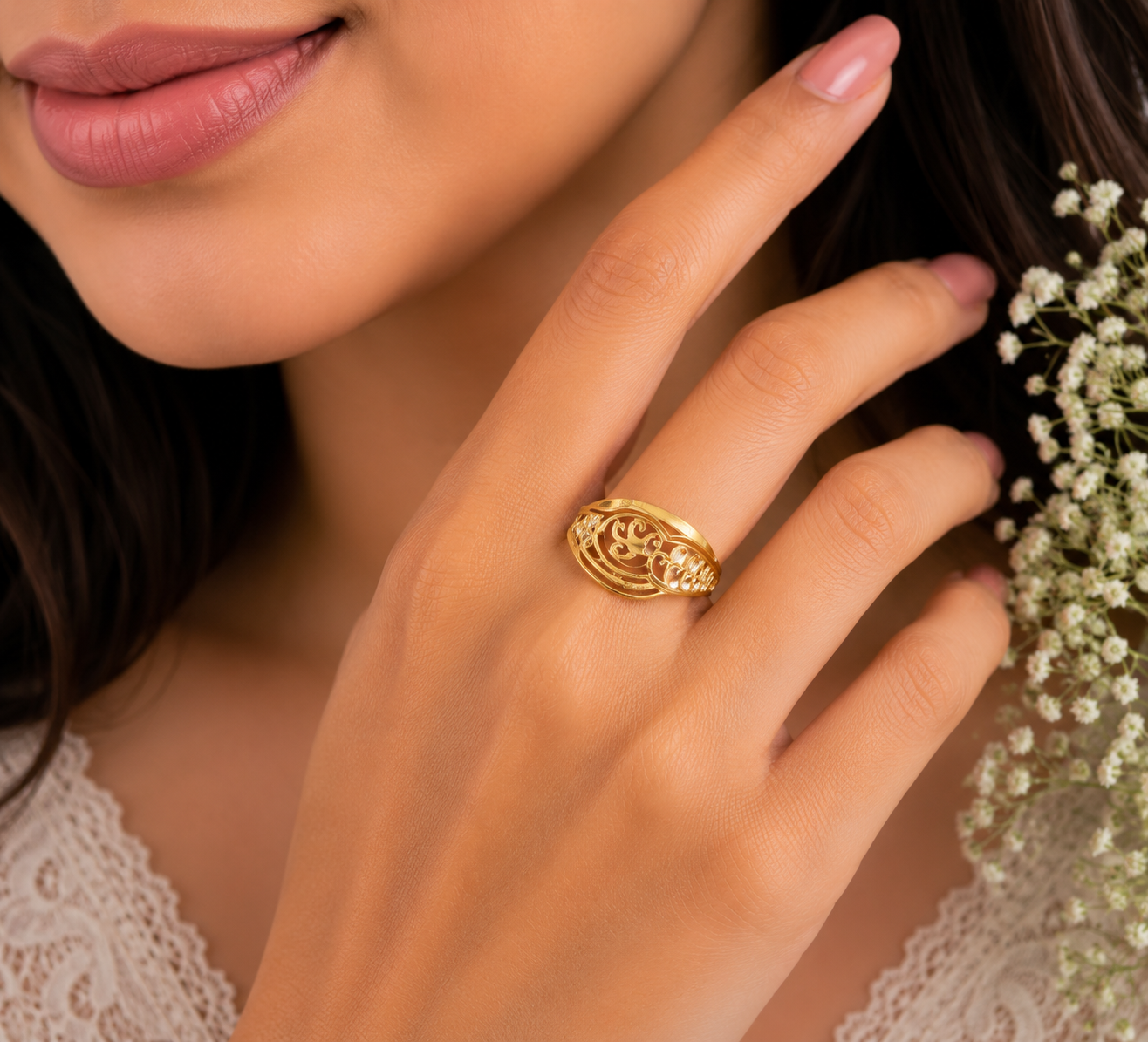 Elegant Swirl Filigree Designer Ladies Ring