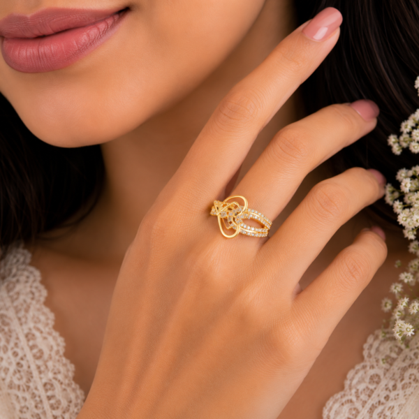 Elegant Floral Infinity Stone Ladies Ring