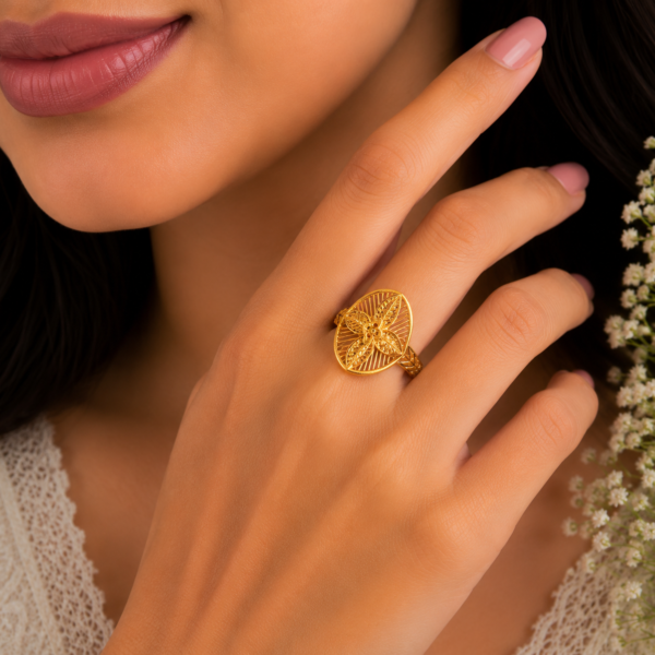 Radiant Floral Filigree Statement Ladies Ring