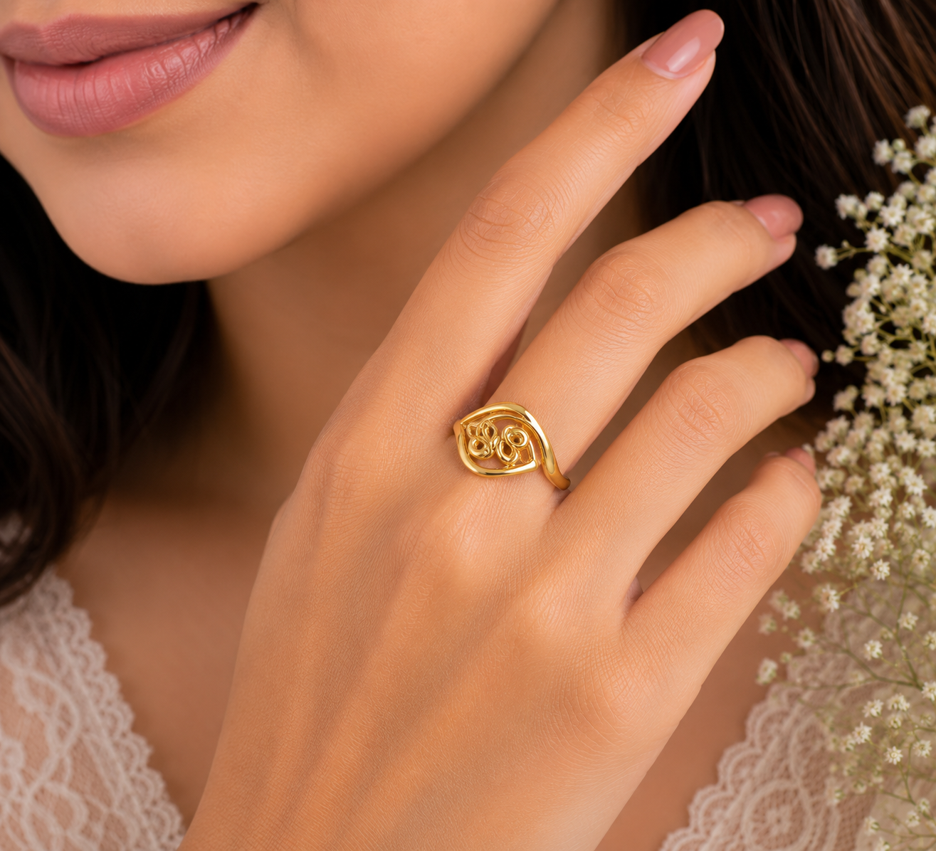 Elegant Rose Swirl Designer Ladies Ring