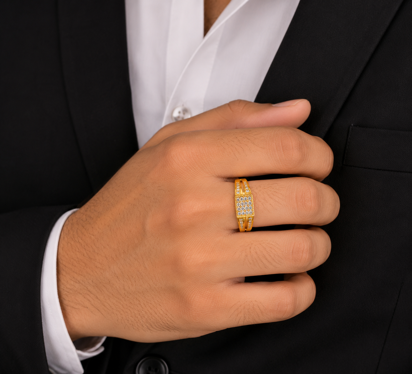 Royal Grid Stone Designer Gents Ring