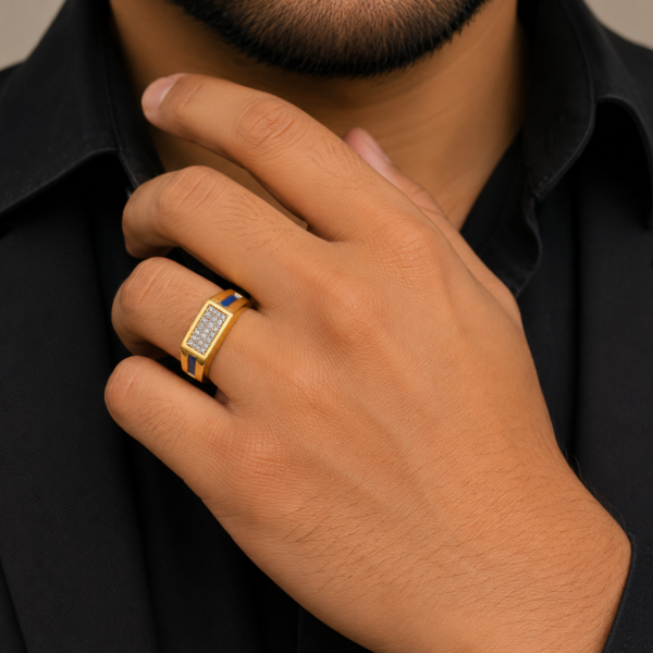 Regal Blue Accent Stone Gents Ring
