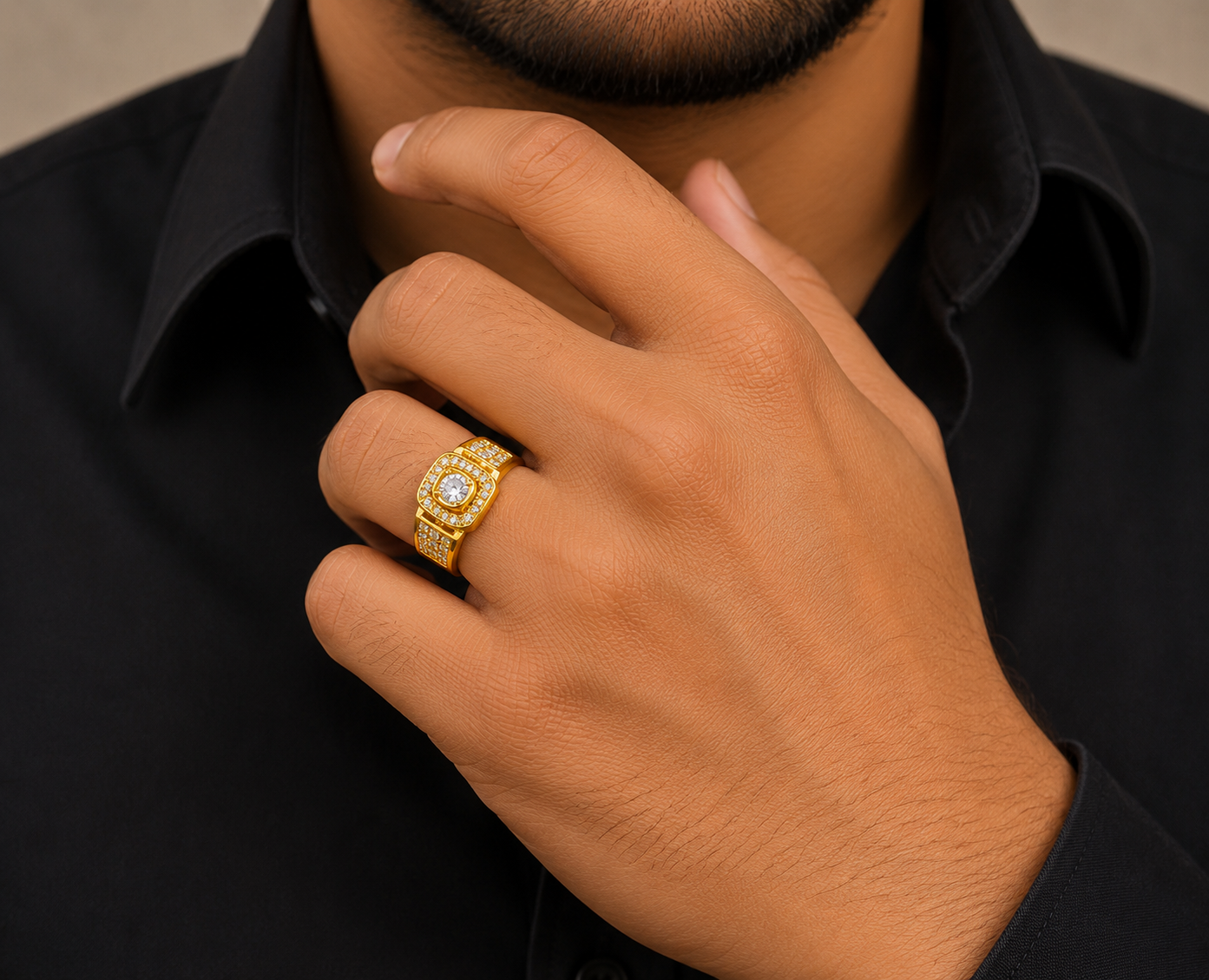 Majestic Halo Stone Gents Ring