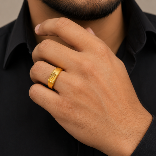 Classic Textured Panel Gents Ring
