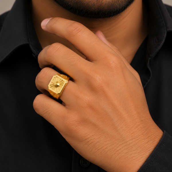 Royal Sunburst Signet Gents Ring
