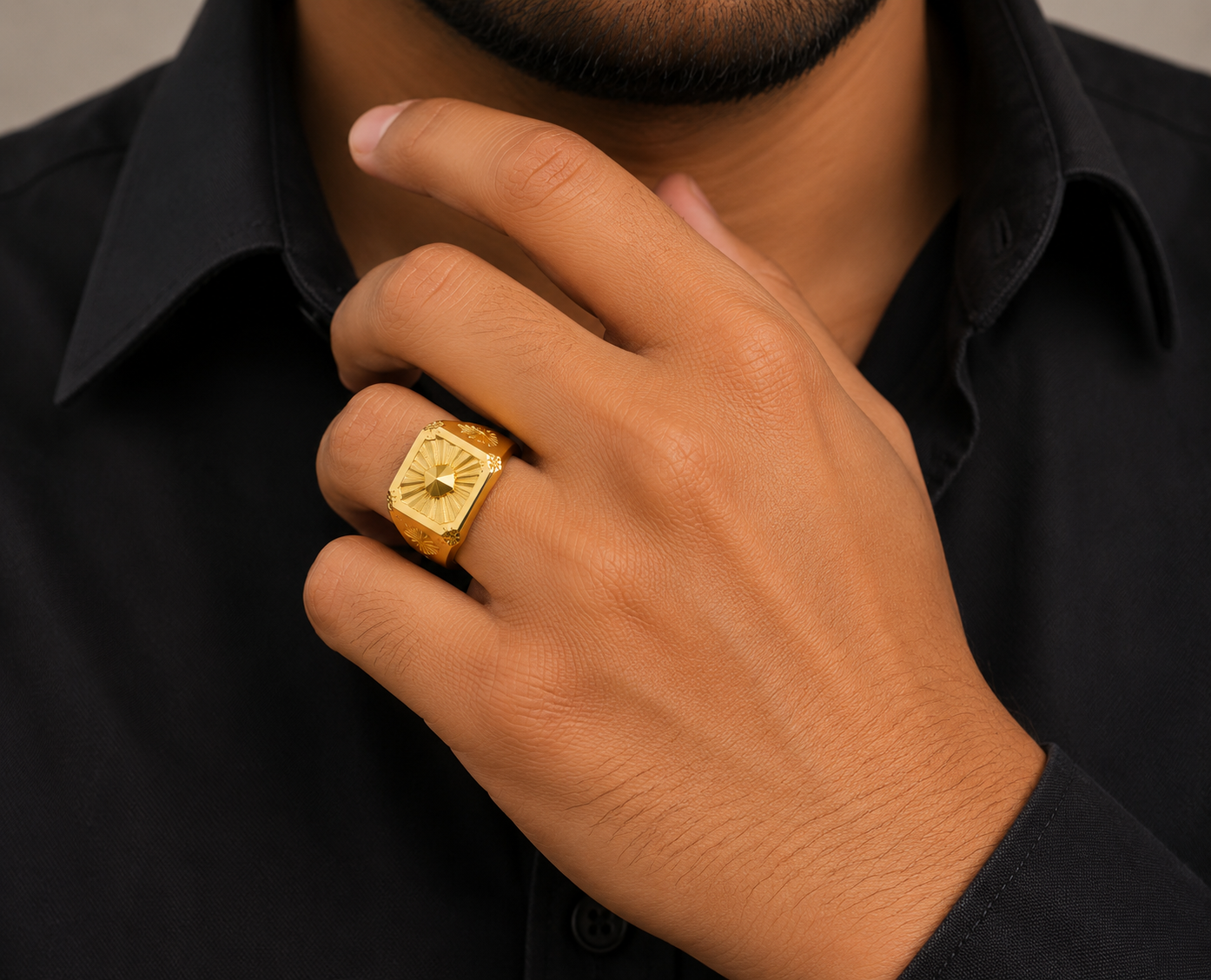 Royal Sunburst Signet Gents Ring
