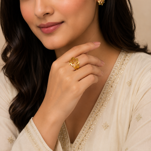 Elegant Floral Petal Designer Ring for Women