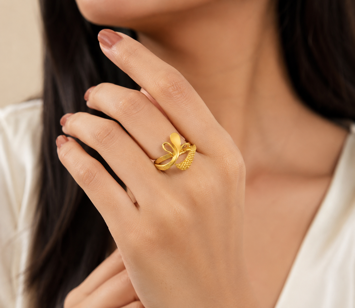 Elegant Bloom Twist Designer Ring for Women