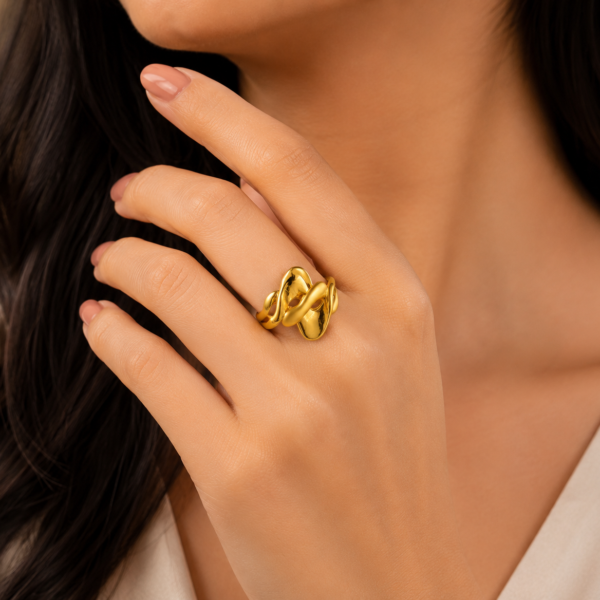 Modern Infinity Wave Statement Ring for Women
