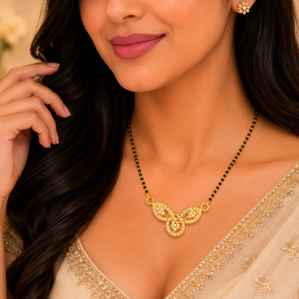 Elegant Infinity Floral Mangalsutra Pendant with Sparkling Designer Detailing