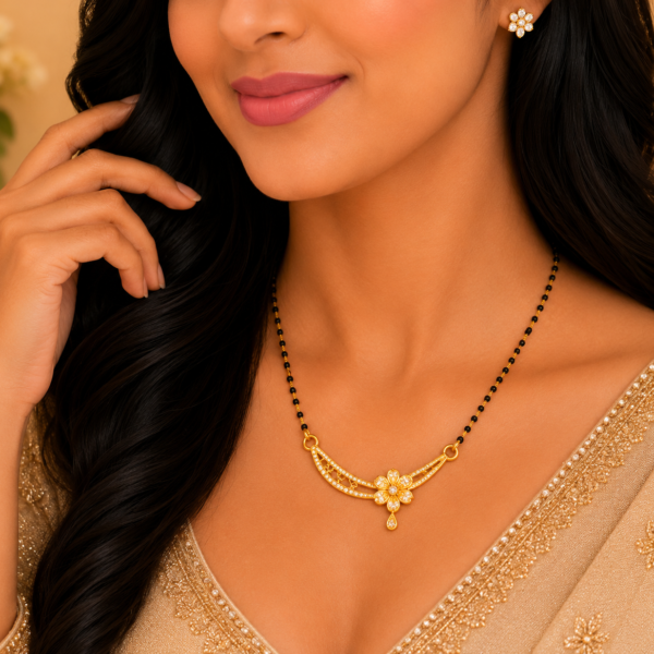 Elegant Floral Sparkle Mangalsutra Pendant with Luxury Designer Finish