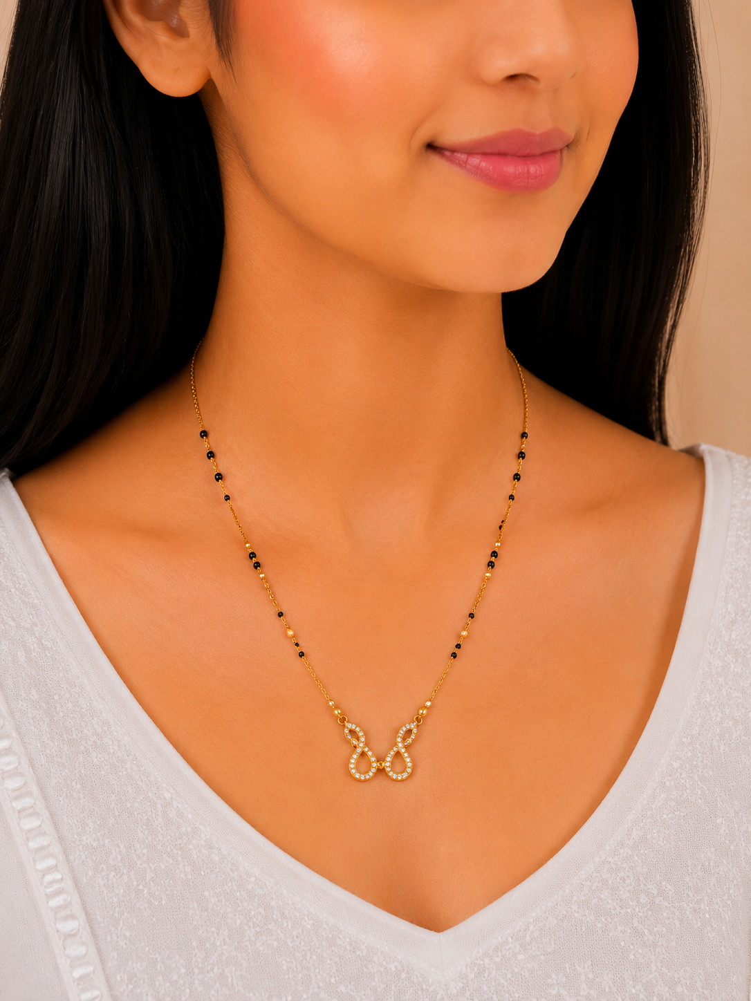 Designer Floral Short Gold Mangalsutra Necklace for Women