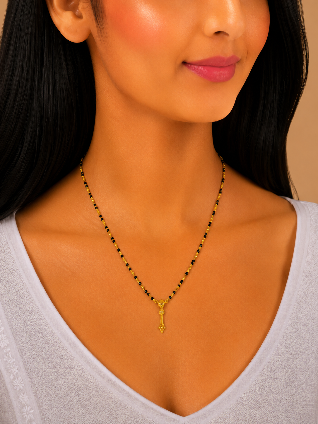 Classic Pendant Short Gold Mangalsutra Necklace for Women