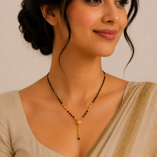 Elegant Short Gold Mangalsutra with Dual Tone Bead Detailing