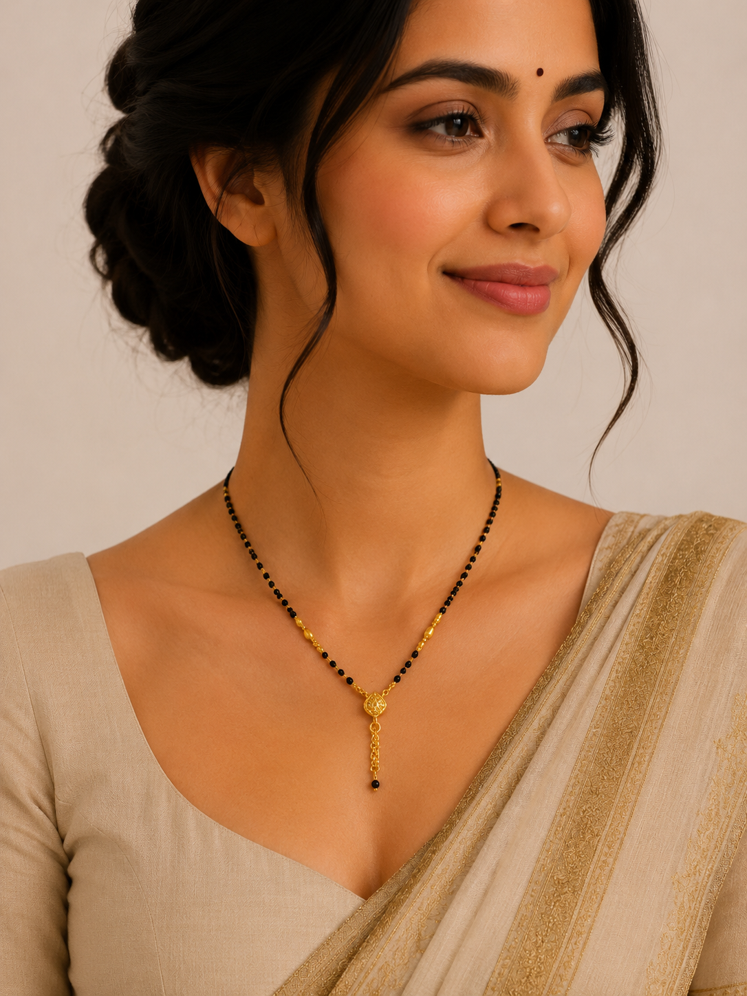 Elegant Short Gold Mangalsutra with Dual Tone Bead Detailing