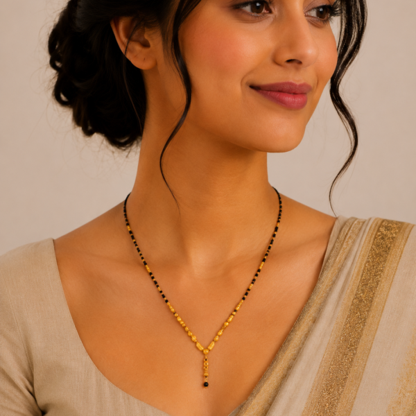 Elegant Short Gold Mangalsutra with Modern Dual Bead Pattern