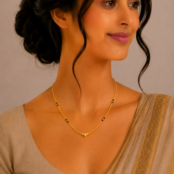 Minimal Short Gold Mangalsutra with Elegant Center Pendant